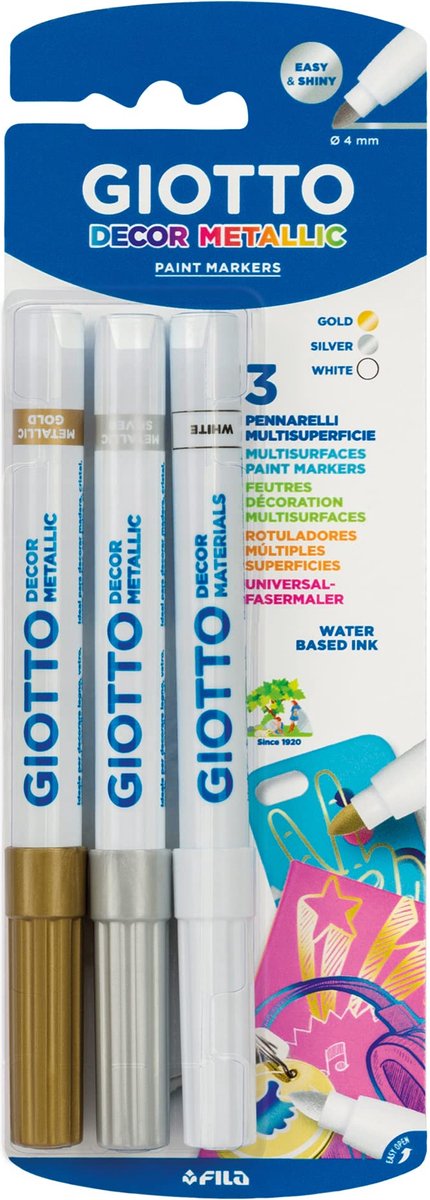 Giotto f014700 Filzstift Gold, Silber, Weiß 3 Stück(e)