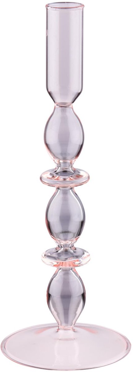 Arti Casa Kerzenhalter für Tafelkerze – Kerzenhalter als Heimdekoration für den Innenbereich – ø9 x 24 cm – hellrosa – Glas