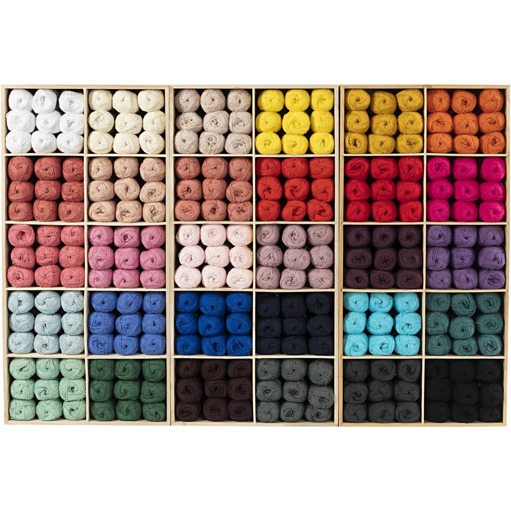 Creativ Company Baumwollgarn, verschiedene Farben, 360 Knäuel, 1 Box