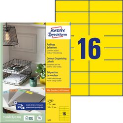 Etiketten avery zweckform universal gelb 37 x 105 mm