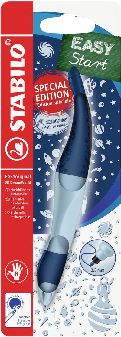 Stabilo easyoriginal 3d dreamworld – ergonomischer Tintenroller – Rechtshänder – blaue Tinte – nachfüllbar – blau