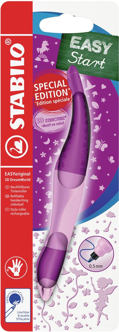 Stabilo easyoriginal 3d dreamworld – ergonomischer Tintenroller – Rechtshänder – blaue Tinte – nachfüllbar – rosa