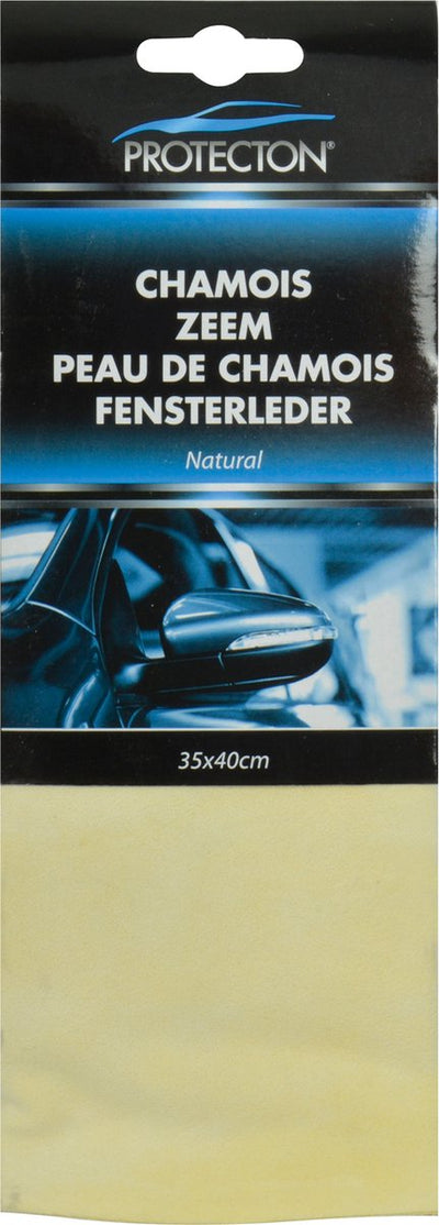 Protecton Naturleder groß - zum streifenfreien Trocknen gewaschener Oberflächen - hohe Saugfähigkeit - auch für den Hausgebrauch - 46x30cm