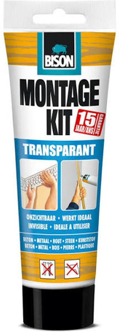Bison Montageset transparente Tube 250 g, Montagekleber, Montage, hohe Endfestigkeit, innen und außen, dauerelastisch, extra stark, einfache Anwendung