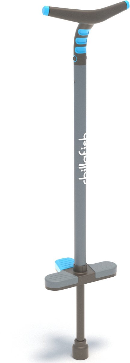 Chillafish Pogo Stick ab 5 Jahren bis 36kg – Blau – Stunt Pogo Stick für Jungen und Mädchen – Springstock mit Soft-Touch-Griff und extra starker Feder – Modell Poogi Kids