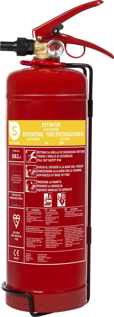 Smartwares 2l Feuerlöscher fex-15222 – sb2.4 – Schaumlöscher – inklusive Montagematerial