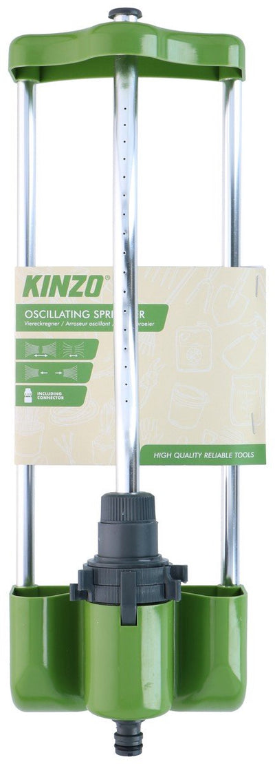 Kinzo Schwenksprinkler – Sprühdüse für Gartenschlauch – Gartensprinkler für Gemüsegarten und Rasen – Rasensprinkler Kreissprinkler – einstellbare Wasserverteilung