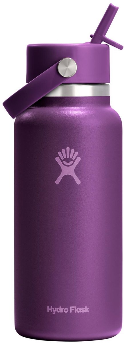 Hydro Flask Weithals-Trinkflasche mit flexiblem Strohhalmverschluss (946 ml) – Strandpflaumenviolett