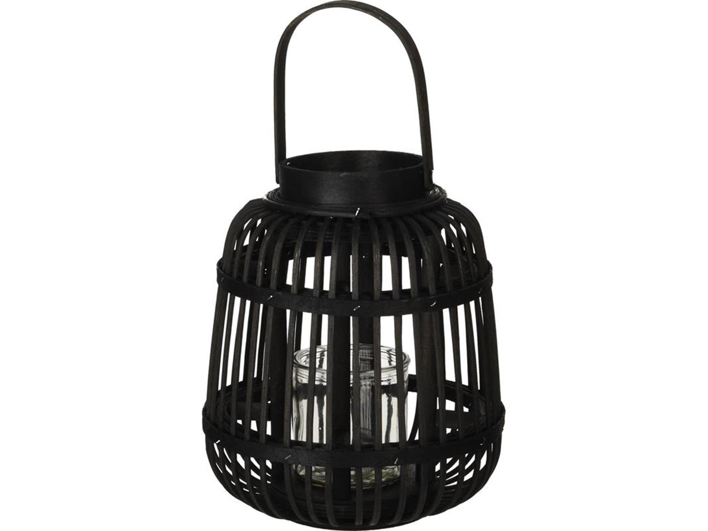 Home Styling Laterne Bambus 19x24cm schwarz