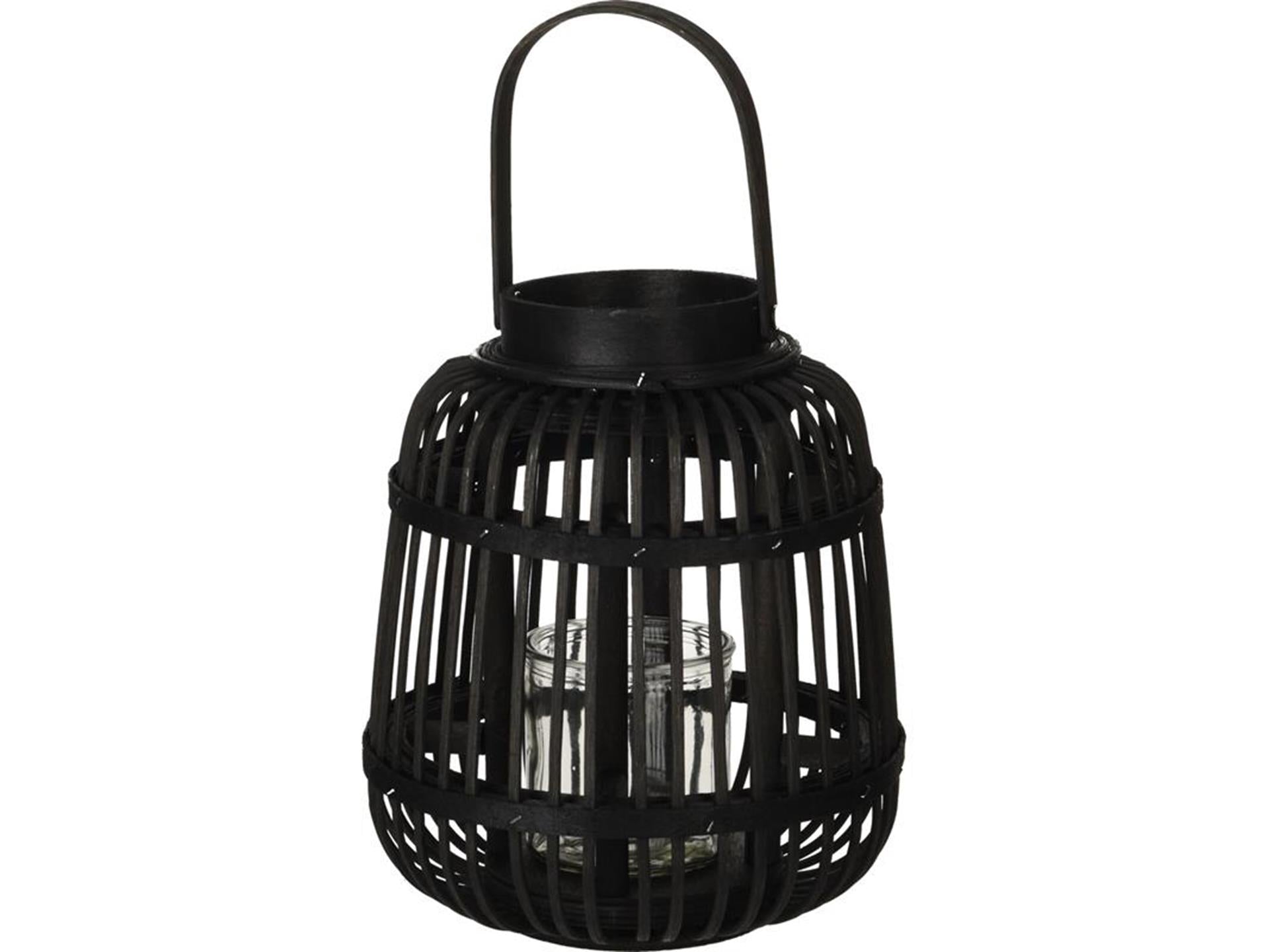 Home Styling Laterne Bambus 19x24cm schwarz