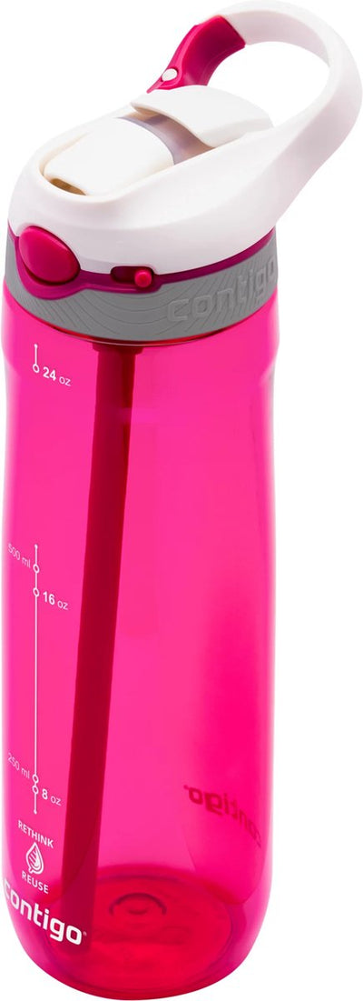 Contigo Ashland Autospout-Wasserflasche mit Strohhalm | große BPA-freie Trinkflasche mit 720 ml | Sportflasche | auslaufsichere Trinkflasche | ideal für die Schule, das Fitnessstudio, Radfahren, Laufen, Walken | Sangria