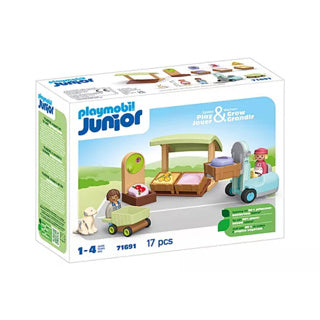 Playmobil 1.2.3. Bio -Marktstand und Gabelstapler 71691
