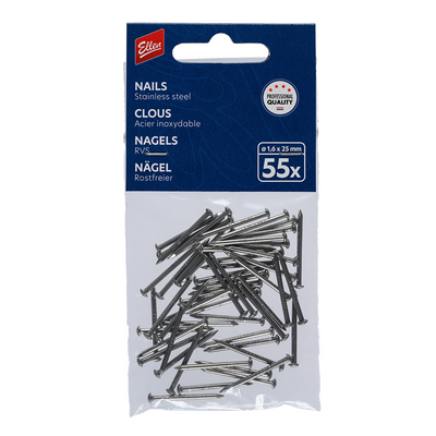 Ellen 1071702 – Nägel Stahl 1,6 x 25 mm, 55 Stück | 1 Stk