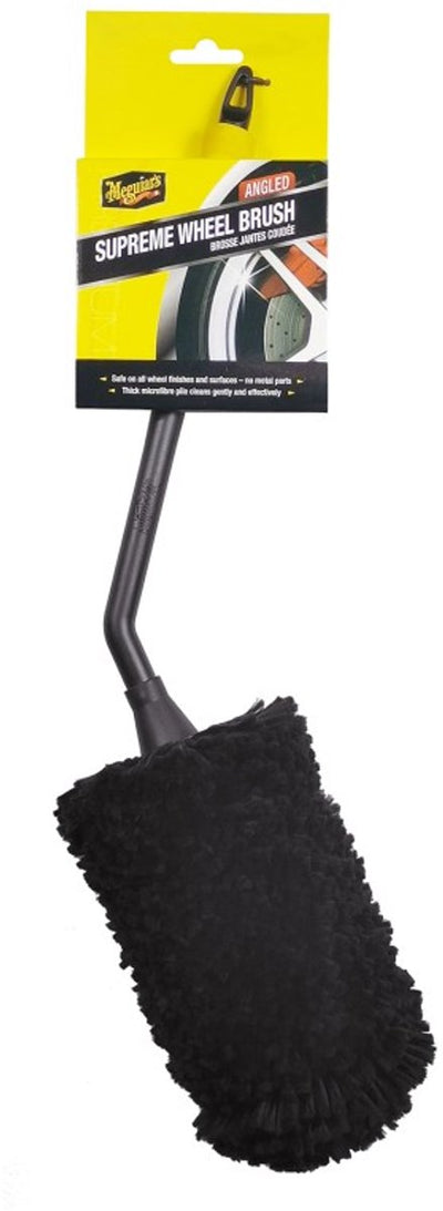 Meguiar's Meguiar's Supreme abgewinkelte Felgenbürste mittel – 35 cm – gebogene Felgenbürste für Felgen, Bremssättel – extra weicher Mikrofaserkopf – Zubehör für die Autopflege