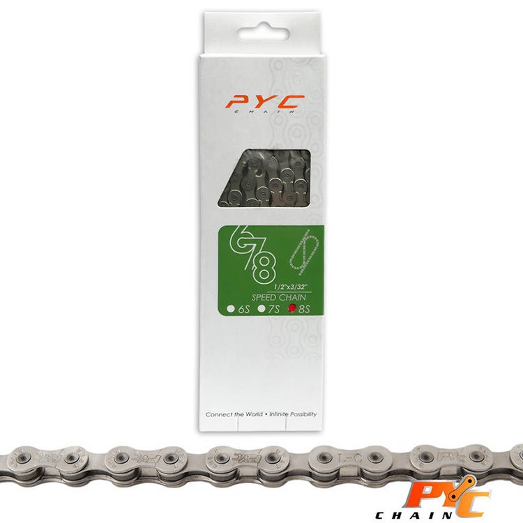 PYC -Fahrradkette - 8 Zahnräder - 116 Glieder - 1 2 x 3 32 Zoll - Langlebig - Shimano