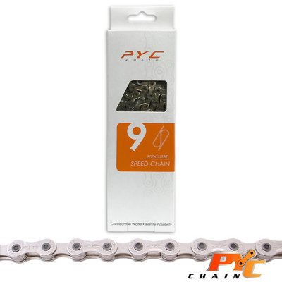 PYC Bike Kette 9V - Pilzförmige Pins - Chrom Harden Tech - 116 Glieder