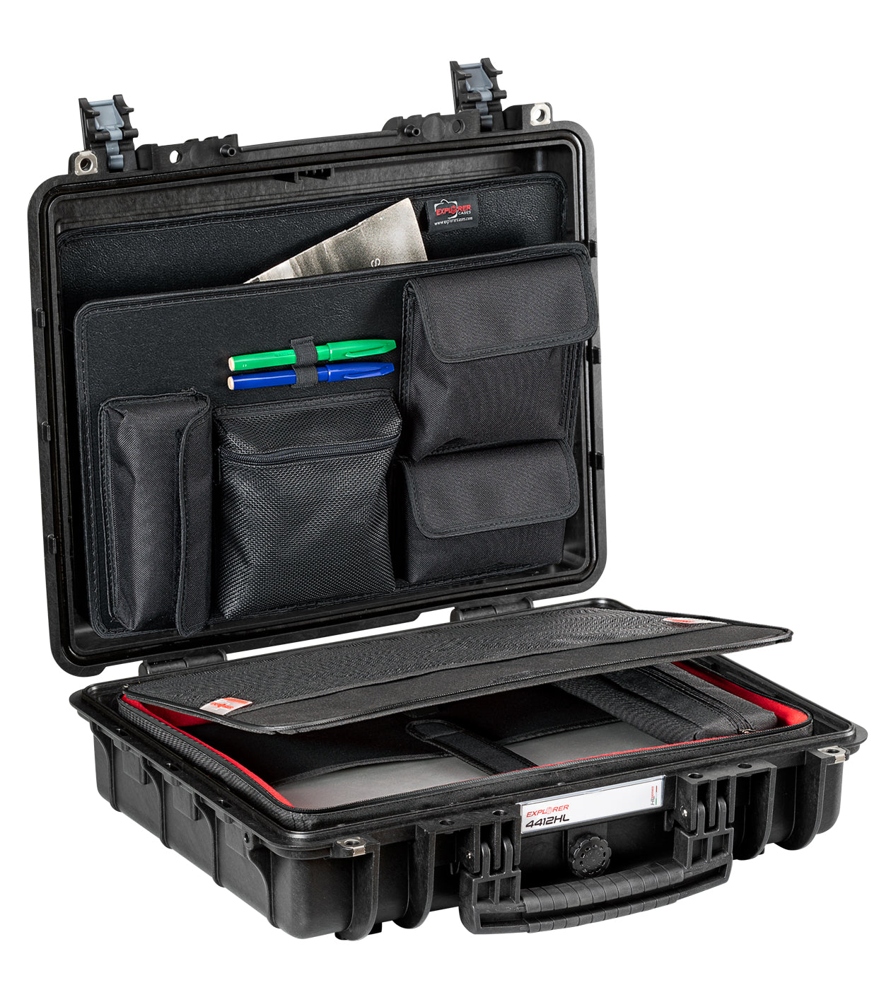 Explorer -Fälle 4412HL Koffer schwarz mit Laptop -Tasche