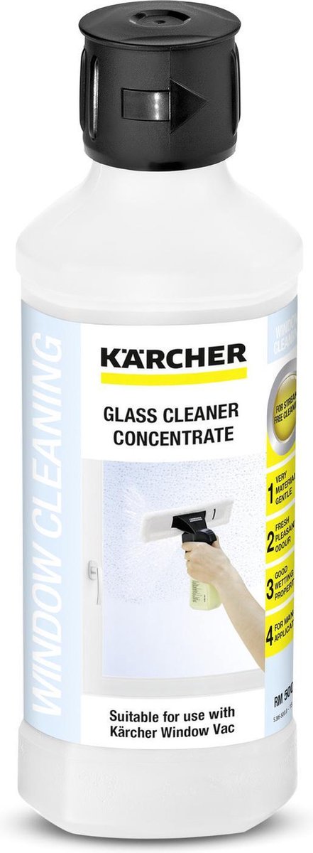 Kärcher Fenstersauger Glasreiniger RM 500, 500 ml – streifenfreie Reinigung – entfernt auch hartnäckige Verschmutzungen