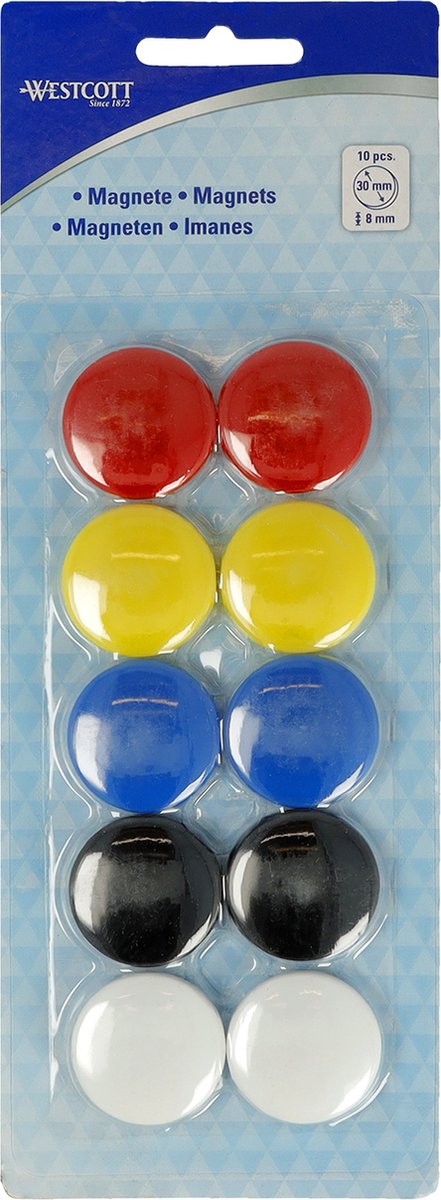 Westcott-Magnete – ø 30 x 8 mm – verschiedene Farben – 10 Stück – ac-e10822