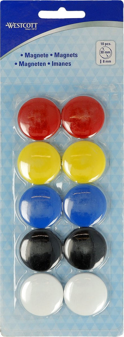 Westcott-Magnete – ø 30 x 8 mm – verschiedene Farben – 10 Stück – ac-e10822