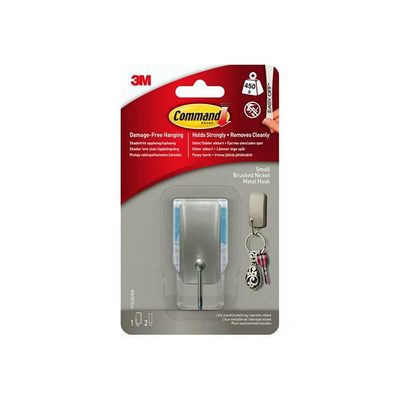 3 m 1072882 – Befehlshaken aus gebürstetem Nickel 17033, 1 Haken, 2 Streifen | 5 Stück