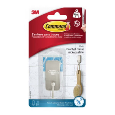 3 m 1072424 – Befehl 1 Satin-Nickel-Haken Sbath33-Sn-ES, 1 Haken, 2 Streifen | 6 Stück