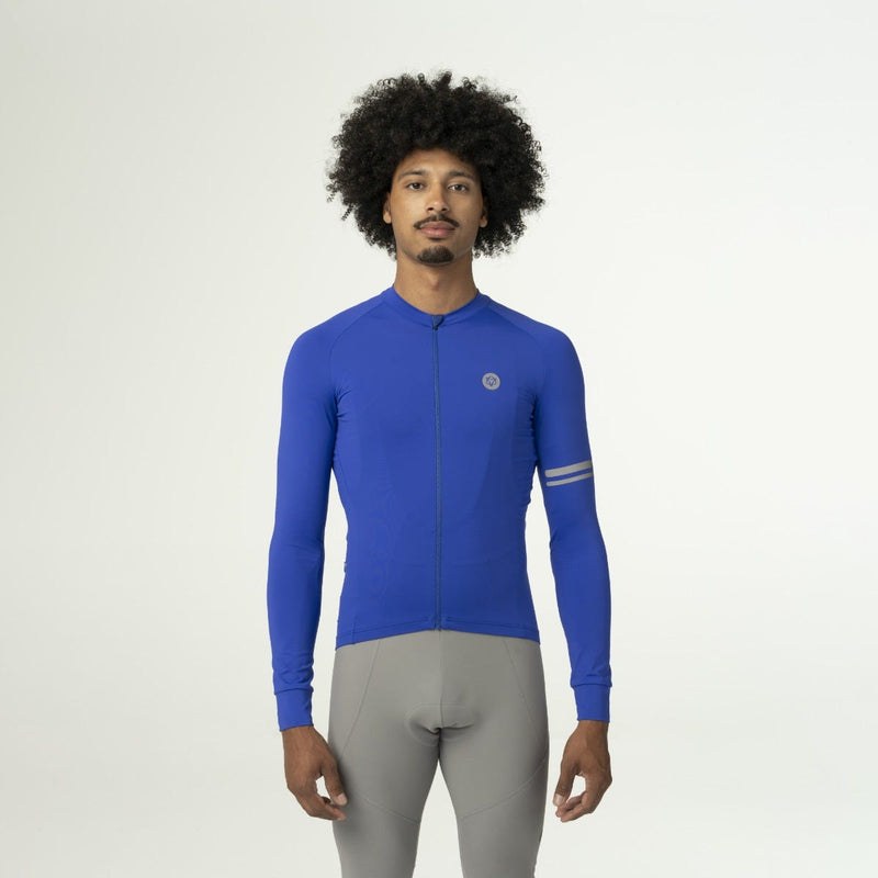 Solides Radtrikot Langarm Performance Violett Herren