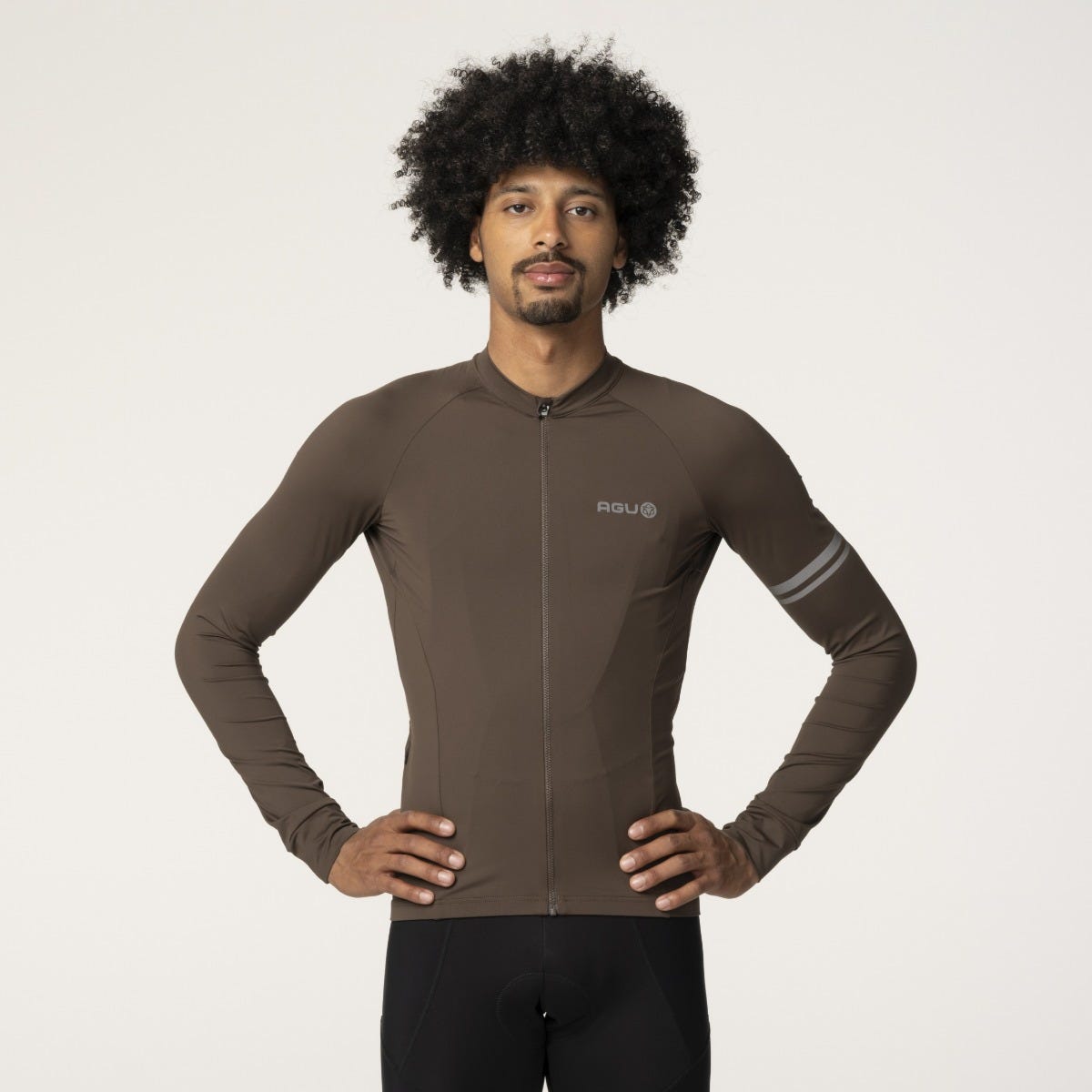 Solides Radtrikot Langarm Performance Ground Coffee Herren