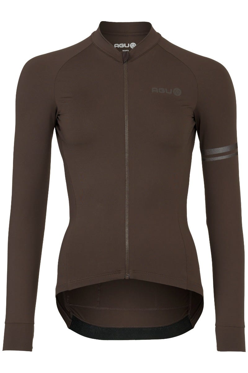 Solides Radtrikot mit langen Ärmeln, gemahlener Kaffee für Damen