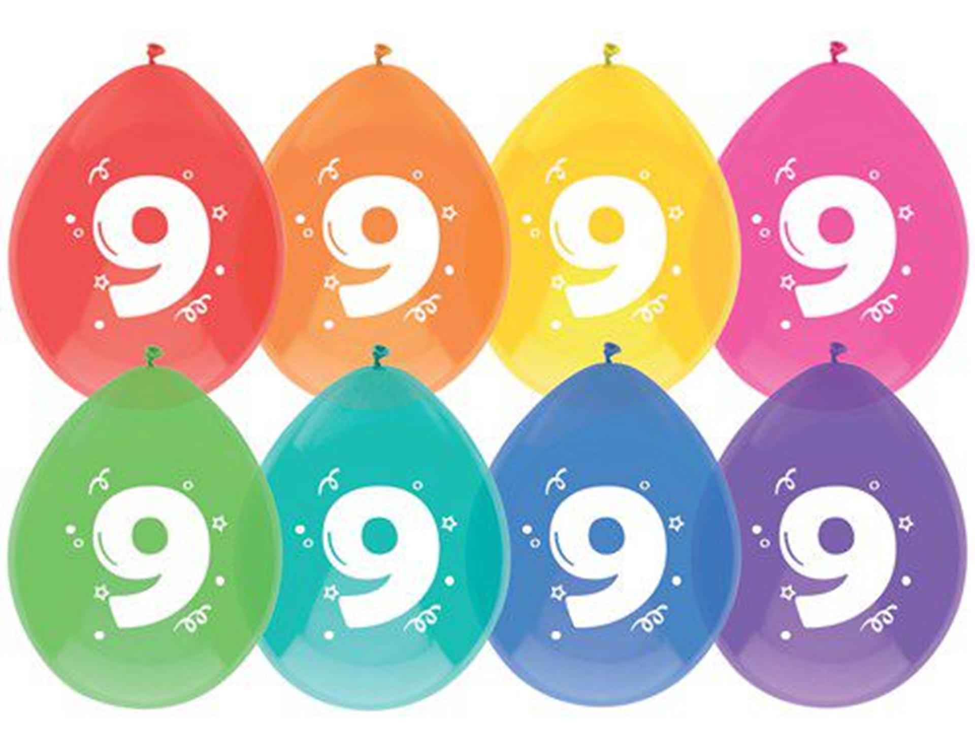 Haza-Ballons 9 Jahre, Packung mit 8 Stück