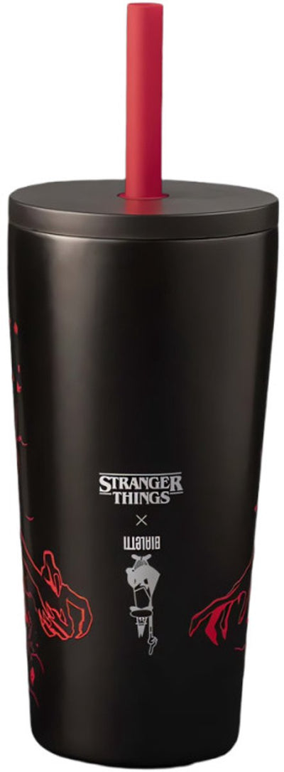 Bialetti Stranger Things – Thermosbecher mit Strohhalm – Edelstahl – 600 ml – leuchtet im Dunkeln – Reise-Trinkbecher