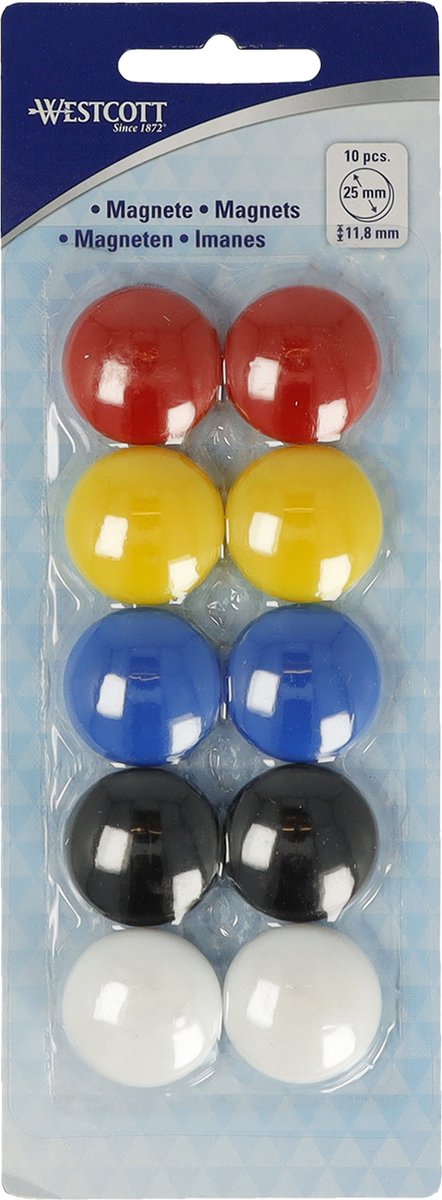 Westcott-Magnete – ø 25 x 11,8 mm – verschiedene Farben – 10 Stück – ac-e10814