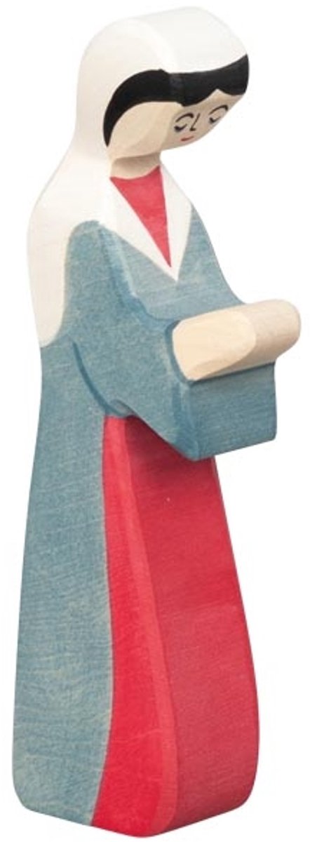 Holztiger Weihnachten - Maria grau rosa - 6x2x15cm - Holzfigur - handgefertigt