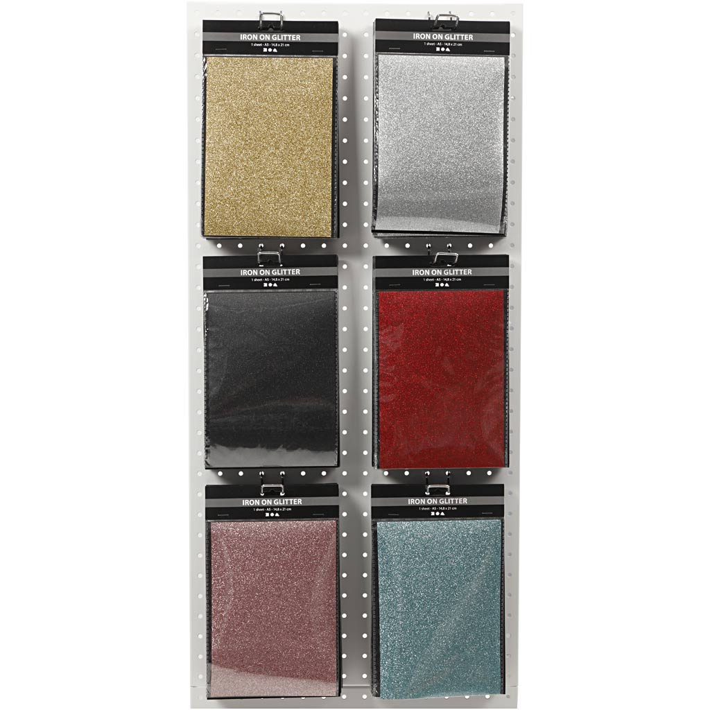 Creativ Company Bügelfolie, Blatt 148x210 mm, Glitzer, verschiedene Farben, 6x10 Blatt 1 Karton