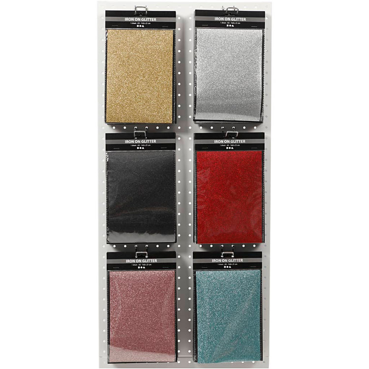 Creativ Company Bügelfolie, Blatt 148x210 mm, Glitzer, verschiedene Farben, 6x10 Blatt 1 Karton