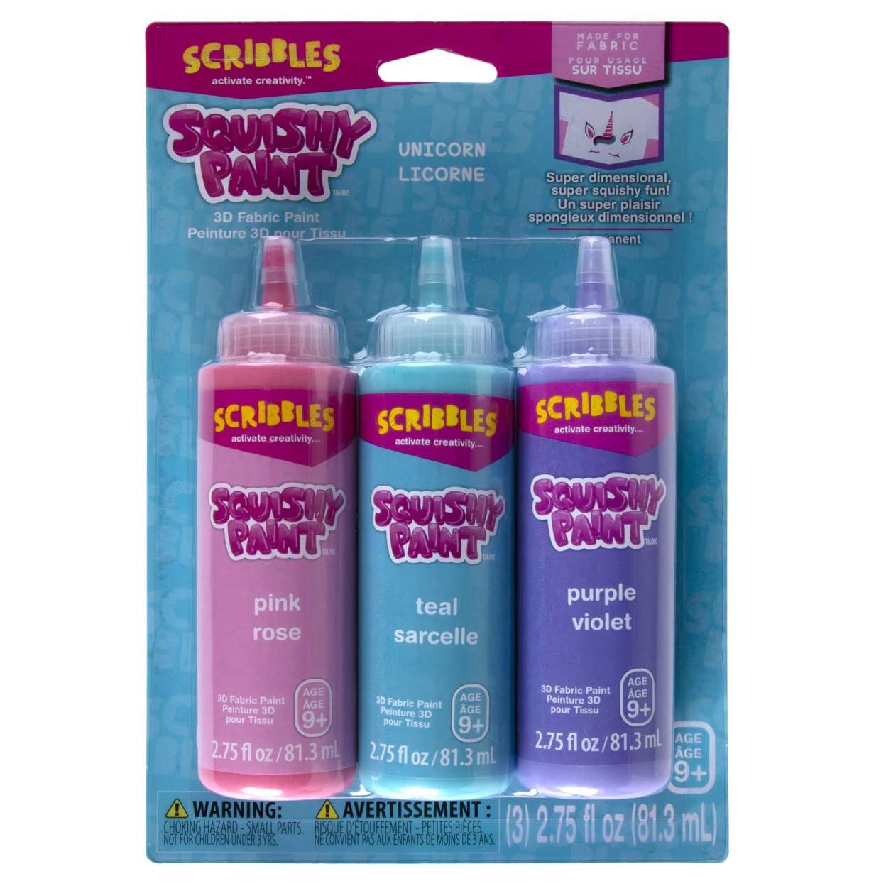 Scribbles • Squishy 3D-Textilfarbe 81,3 ml Einhorn 3 Stück
