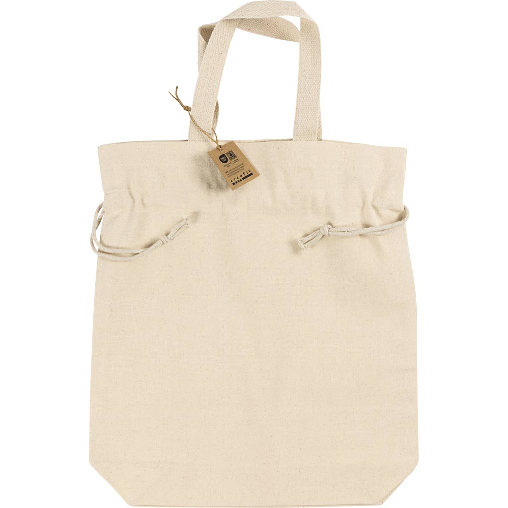 Creativ Firmentasche mit Kordelzug, H: 40 cm, T: 8 cm, B: 34 cm, hellnatur, 1 Stück