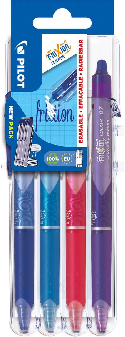 Pilot einziehbarer Roller Frixion Ball Clicker 2 Go | mittlerer Punkt | 0 | 7mm | Blister mit 4 Stück