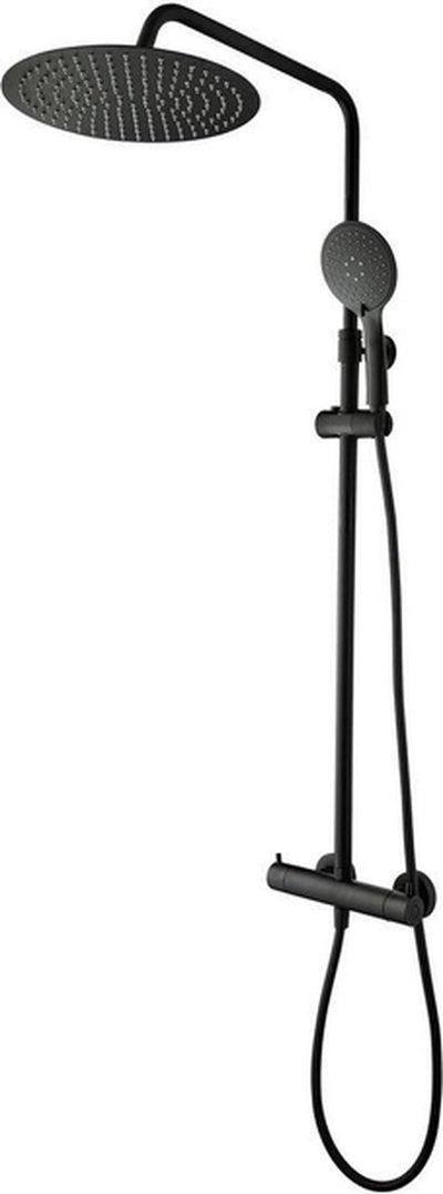 Tiger Twiss Duschset - Regenbrause ø 30 cm - Handbrause ø 12 cm - mit Thermostathahn - 3 Positionen - mattschwarz