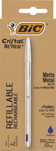 Bic Kugelschreiber Cristal Re-New Medium Silber + 2 blaue Minen