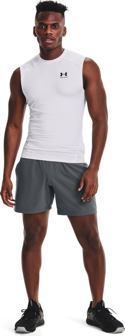 Under Armour UA HG Armour Comp SL-WHT Herren-Sportshirt – Weiß – Schwarz