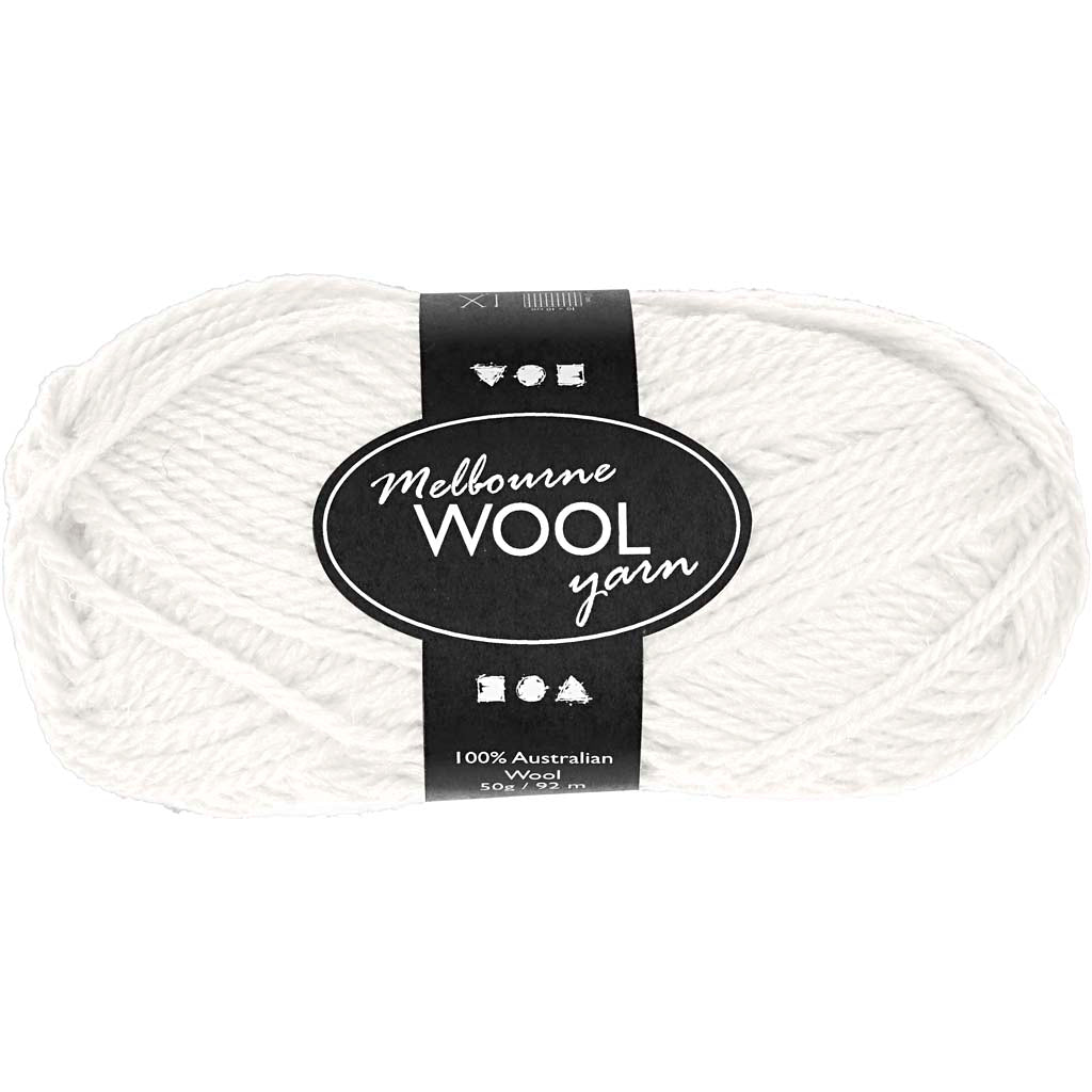 Creativ Company Melbourne-Wollgarn, L: 92 m, gebrochenes Weiß, 50 g, 1 Knäuel