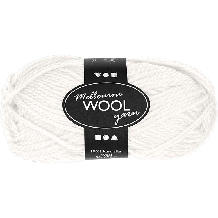 Creativ Company Melbourne-Wollgarn, L: 92 m, gebrochenes Weiß, 50 g, 1 Knäuel