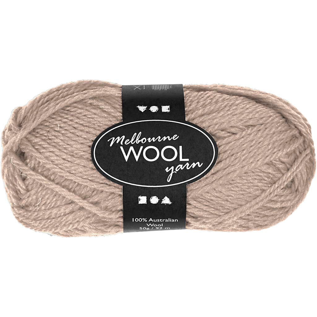 Creativ Company Melbourne Wollgarn, L: 92 m, Beige, 50 g 1 Knäuel