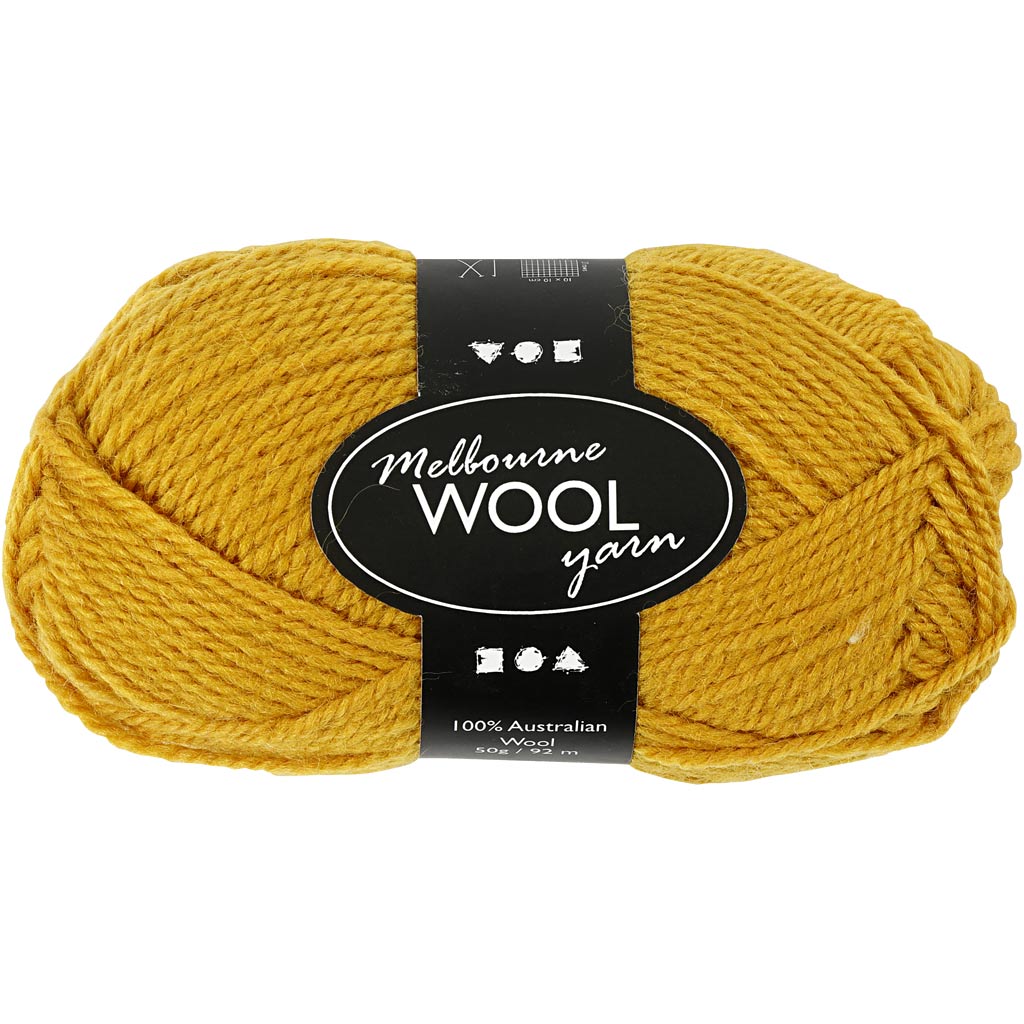 Creativ Company Melbourne Wollgarn, L: 92 m, dunkelgelb, 50 g 1 Knäuel