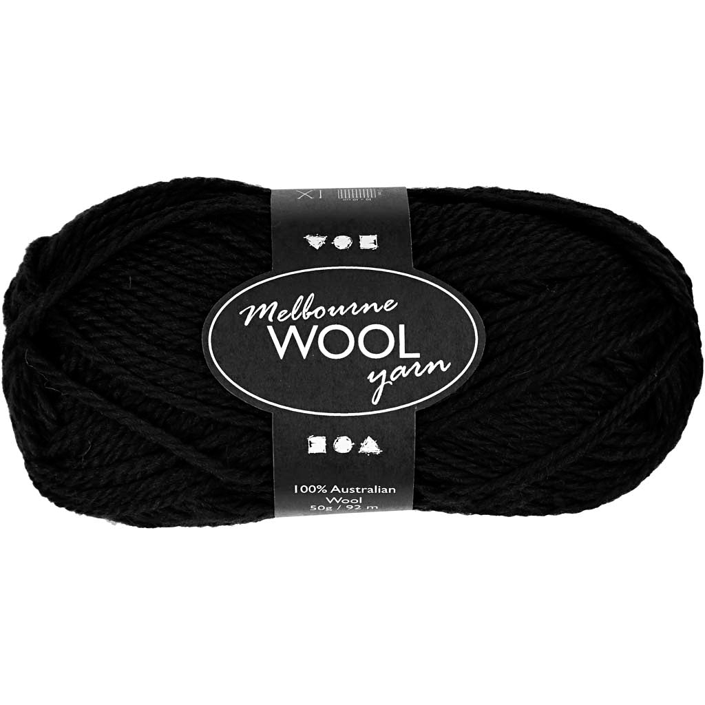 Creativ Company Melbourne Wollgarn, L: 92 m, schwarz, 50 g 1 Knäuel