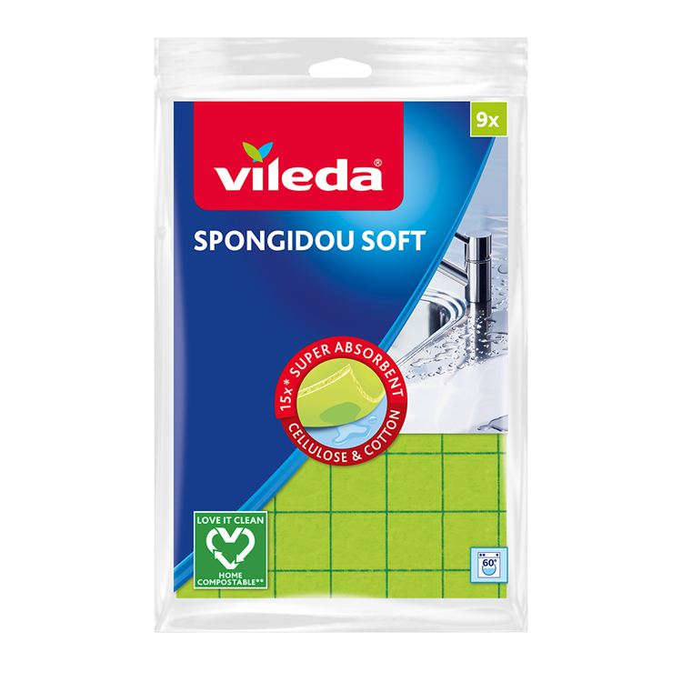 Vileda 1073566 - Spongidou x9 Schwammtuch | 9 Stück