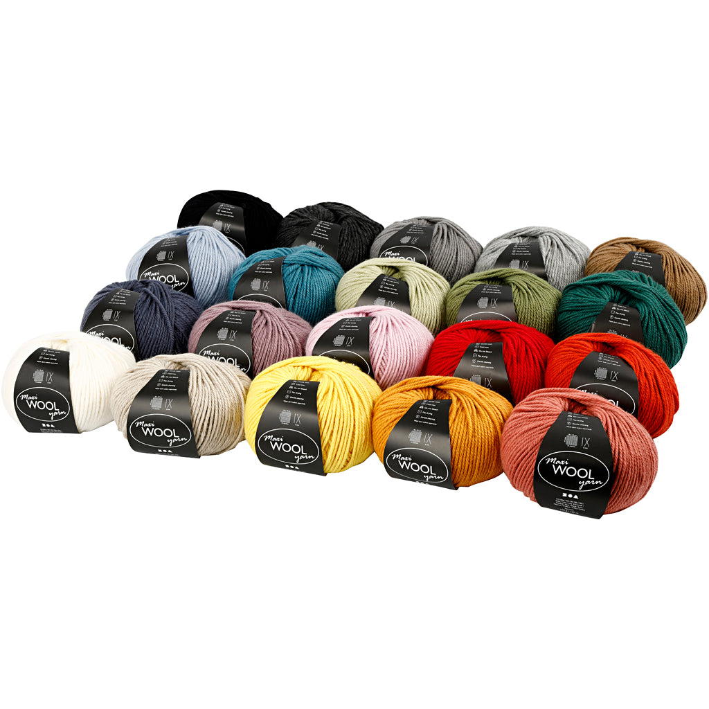 Creativ Company Wollgarn, L: 125 m, verschiedene Farben, 20x100 gr 1 Box