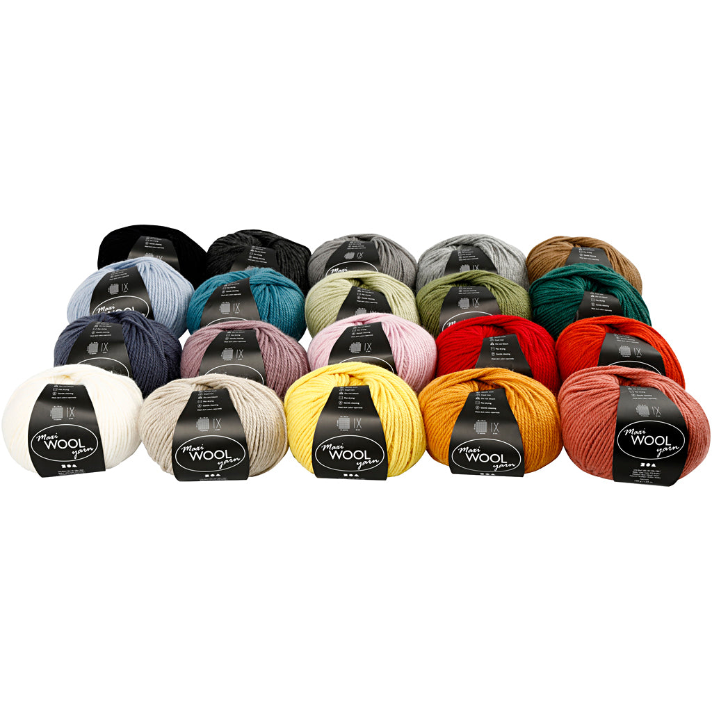 Creativ Company Wollgarn, L: 125 m, verschiedene Farben, 20x100 gr 1 Box