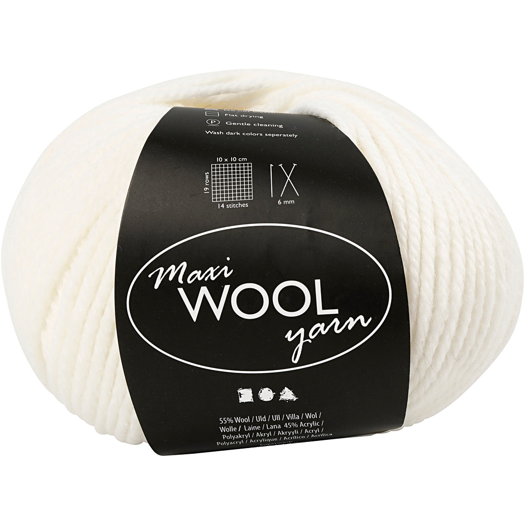 Creativ Company Wollgarn, L: 125 m, gebrochenes Weiß, 100 g, 1 Knäuel